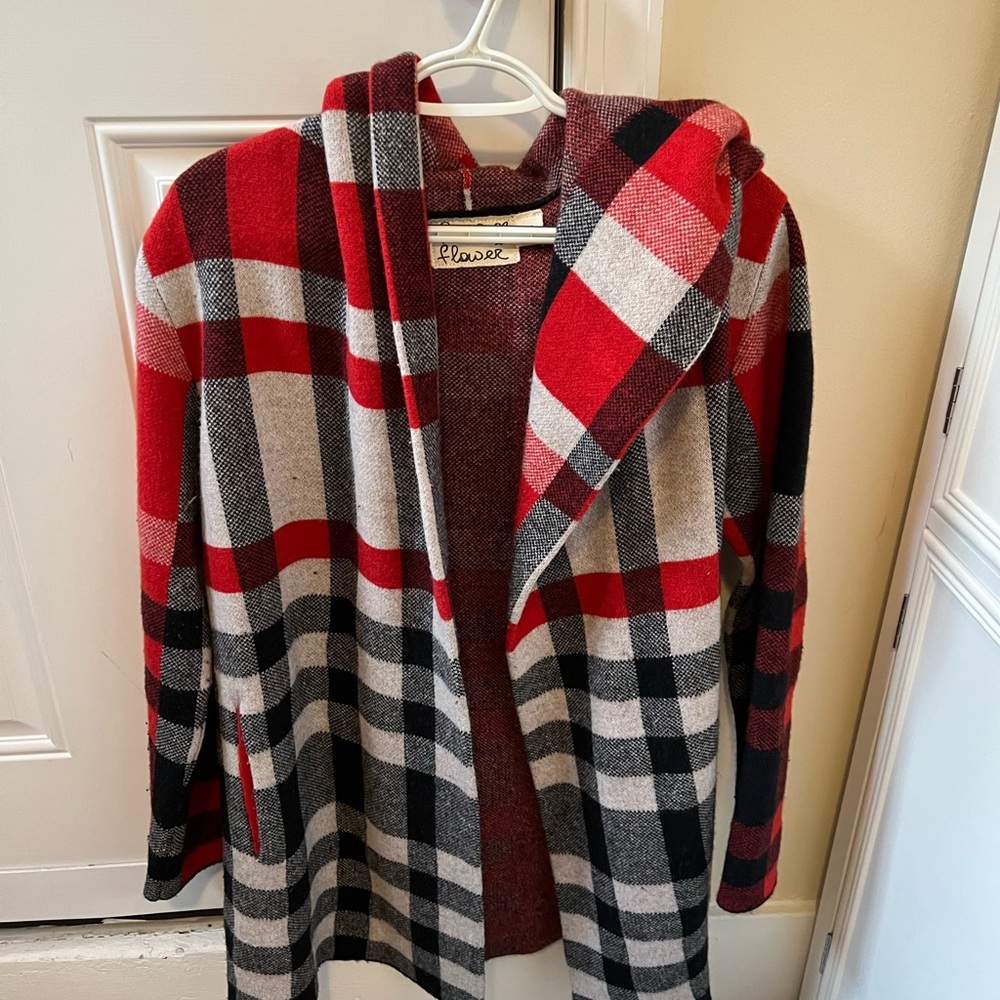 Anthropologie Plaid sweater coat